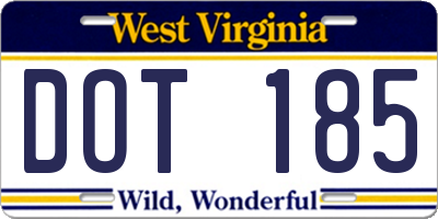 WV license plate DOT185