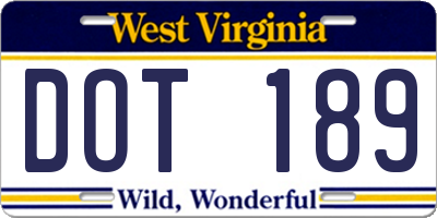 WV license plate DOT189