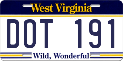 WV license plate DOT191