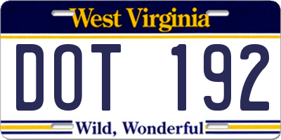 WV license plate DOT192