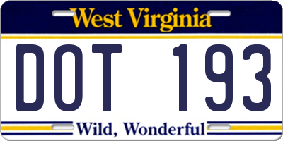 WV license plate DOT193