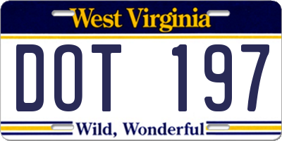 WV license plate DOT197