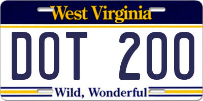 WV license plate DOT200