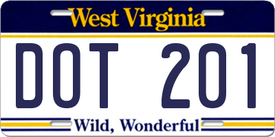WV license plate DOT201