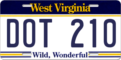 WV license plate DOT210