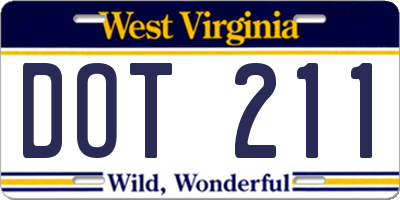 WV license plate DOT211