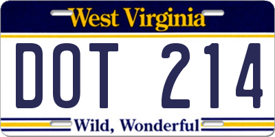 WV license plate DOT214