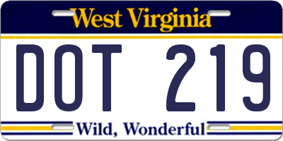 WV license plate DOT219