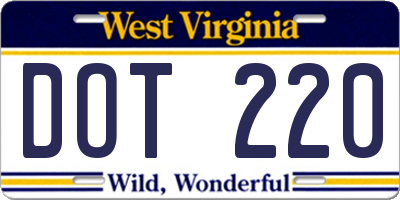 WV license plate DOT220