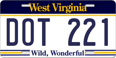 WV license plate DOT221