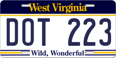 WV license plate DOT223