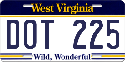 WV license plate DOT225