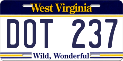 WV license plate DOT237