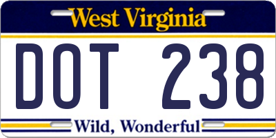 WV license plate DOT238