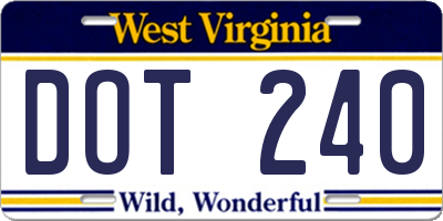 WV license plate DOT240