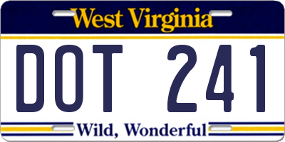 WV license plate DOT241