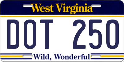 WV license plate DOT250