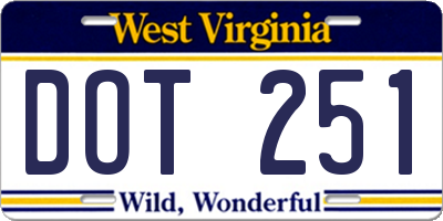 WV license plate DOT251