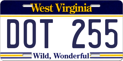 WV license plate DOT255