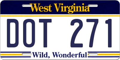 WV license plate DOT271