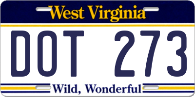 WV license plate DOT273