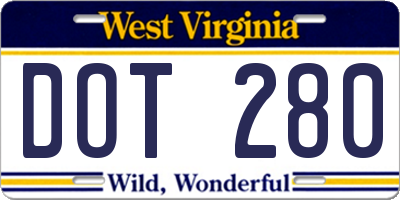 WV license plate DOT280