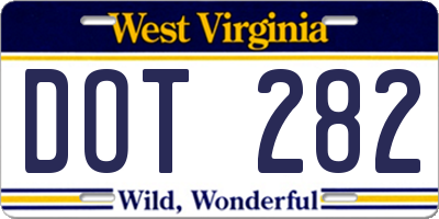 WV license plate DOT282