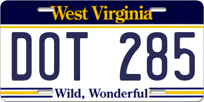 WV license plate DOT285