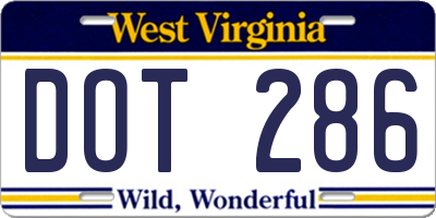 WV license plate DOT286