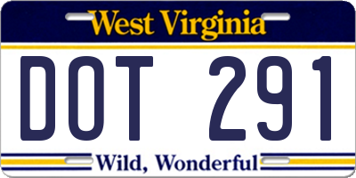 WV license plate DOT291