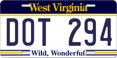WV license plate DOT294