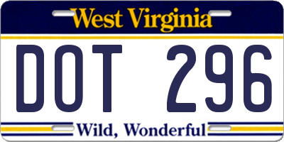 WV license plate DOT296