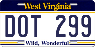 WV license plate DOT299