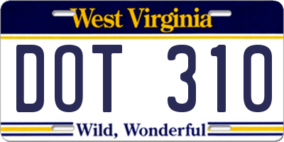 WV license plate DOT310