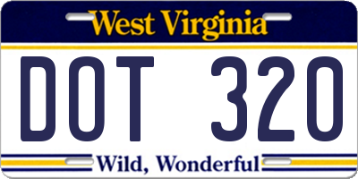 WV license plate DOT320