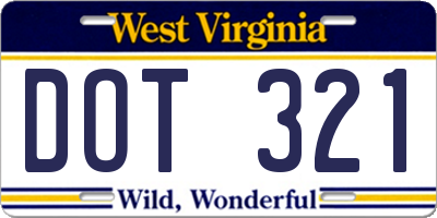 WV license plate DOT321