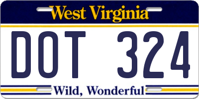 WV license plate DOT324