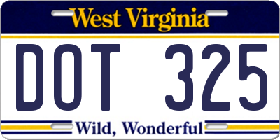 WV license plate DOT325