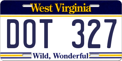 WV license plate DOT327