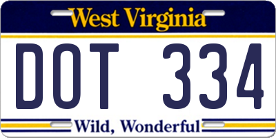 WV license plate DOT334