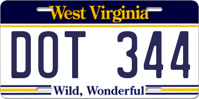 WV license plate DOT344