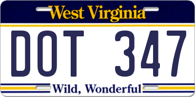 WV license plate DOT347