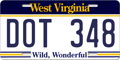 WV license plate DOT348