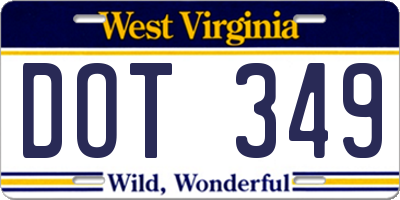 WV license plate DOT349