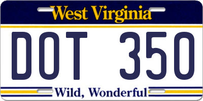 WV license plate DOT350