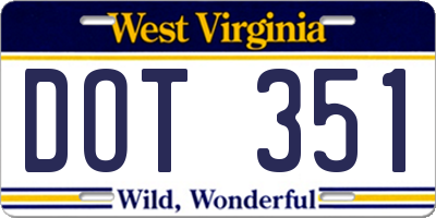 WV license plate DOT351