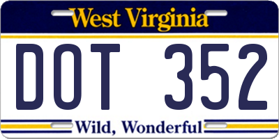 WV license plate DOT352