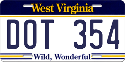 WV license plate DOT354