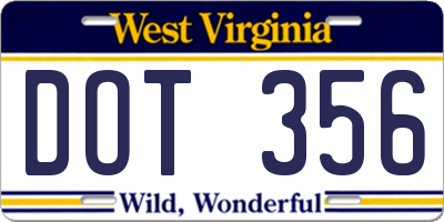 WV license plate DOT356