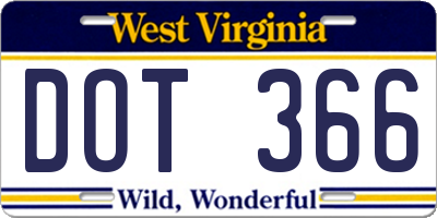 WV license plate DOT366